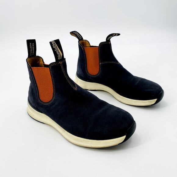 Blundstone Men's Navy Suede Orange Chelsea Boots - Picture 2 of 9